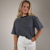 Shear Boutique navy white striped t shirt spring 2026 boxy tee casual everyday outfit