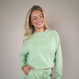 Sprout green sweatshirt Shear Boutique spring 2026 relaxed cozy pullover matching set with shorts