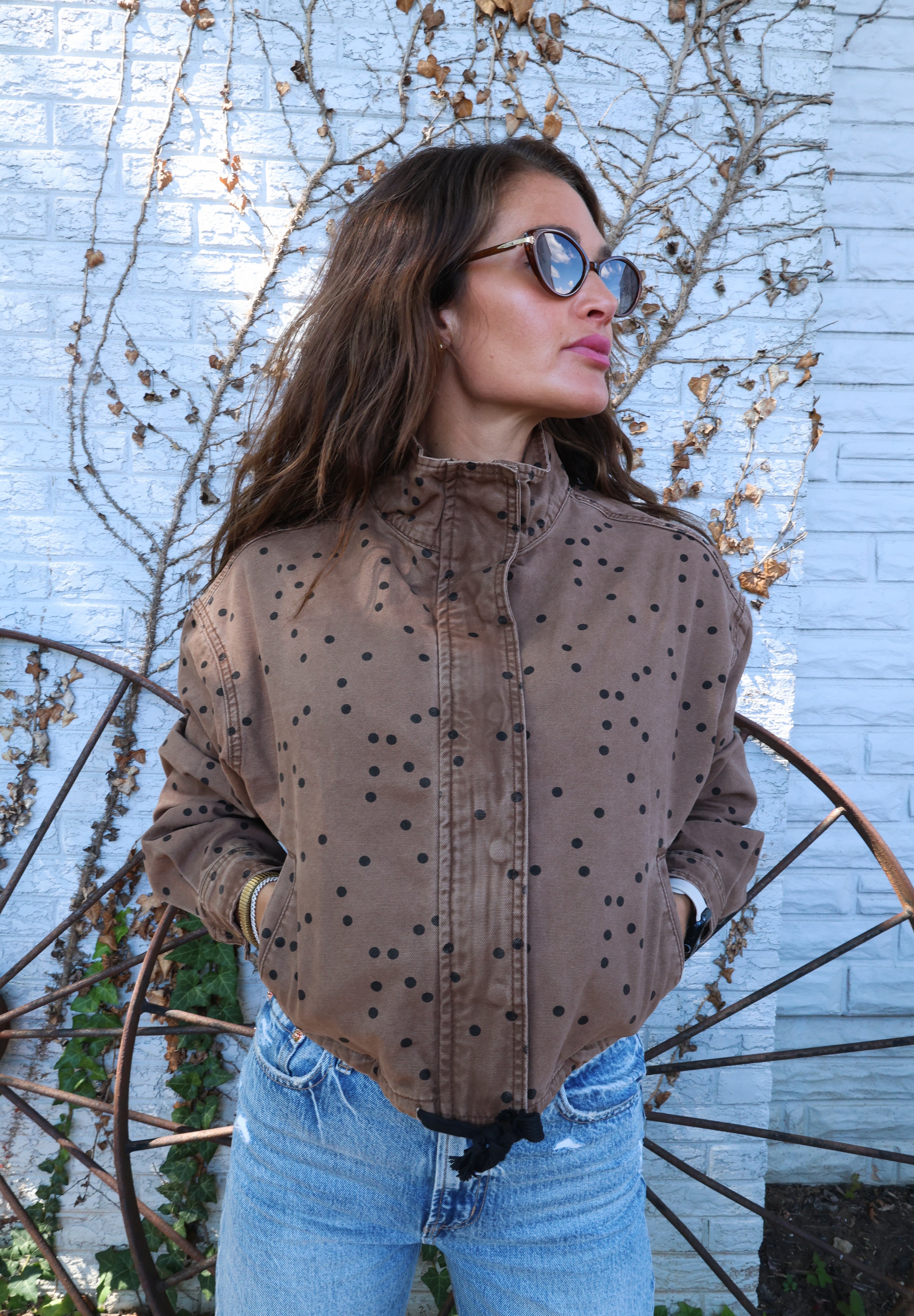 Cropped espresso brown knit jacket for women with a polished modern silhouette