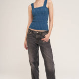 Deep Sea Blue Lace Textured Top