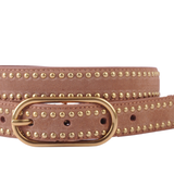 Stud Lined Suede Belt: Taupe