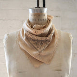 Oatmeal Classic Print Naturally Raw Silk Bandana -black ink