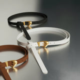 Beige Skinny Tie Belt