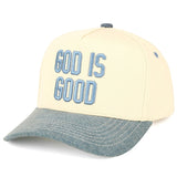 God is Good Trucker Hat: Denim