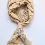 Oatmeal Classic Print Naturally Raw Silk Bandana -black ink