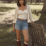 Suede Gemstone Belt: Caramel / Medium (M)