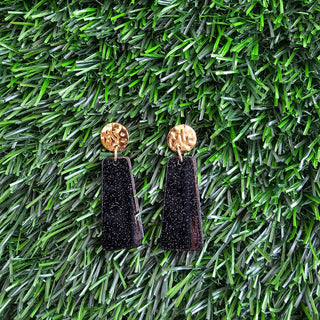 Mia Mini Earrings - Black Glitter // Game Day