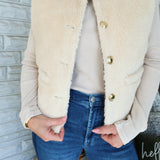 Jam Reversible Vest from Shear Boutique, a cozy army green fall layering piece