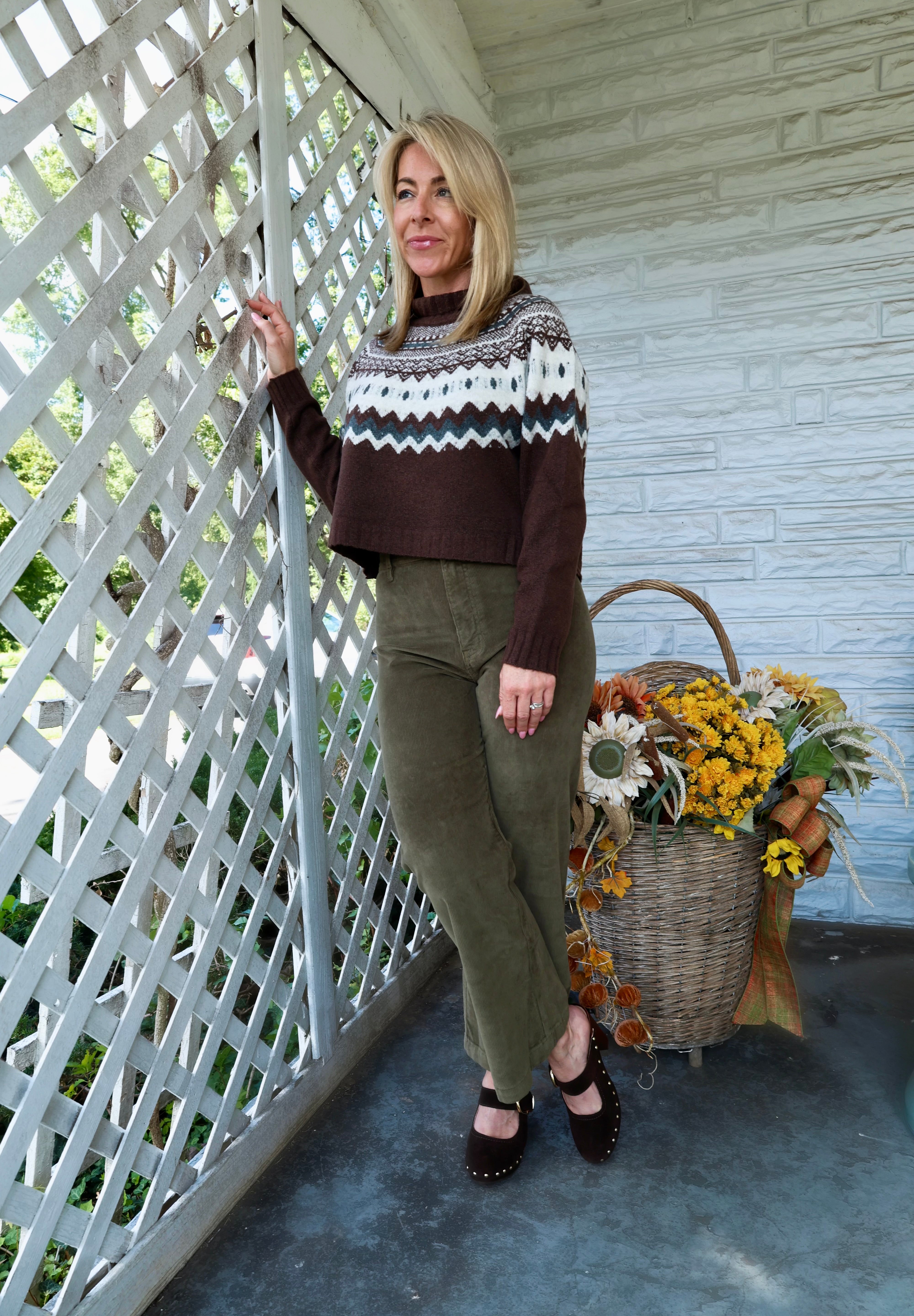 Soft knit turtleneck sweater styled with denim for an easy fall outfit