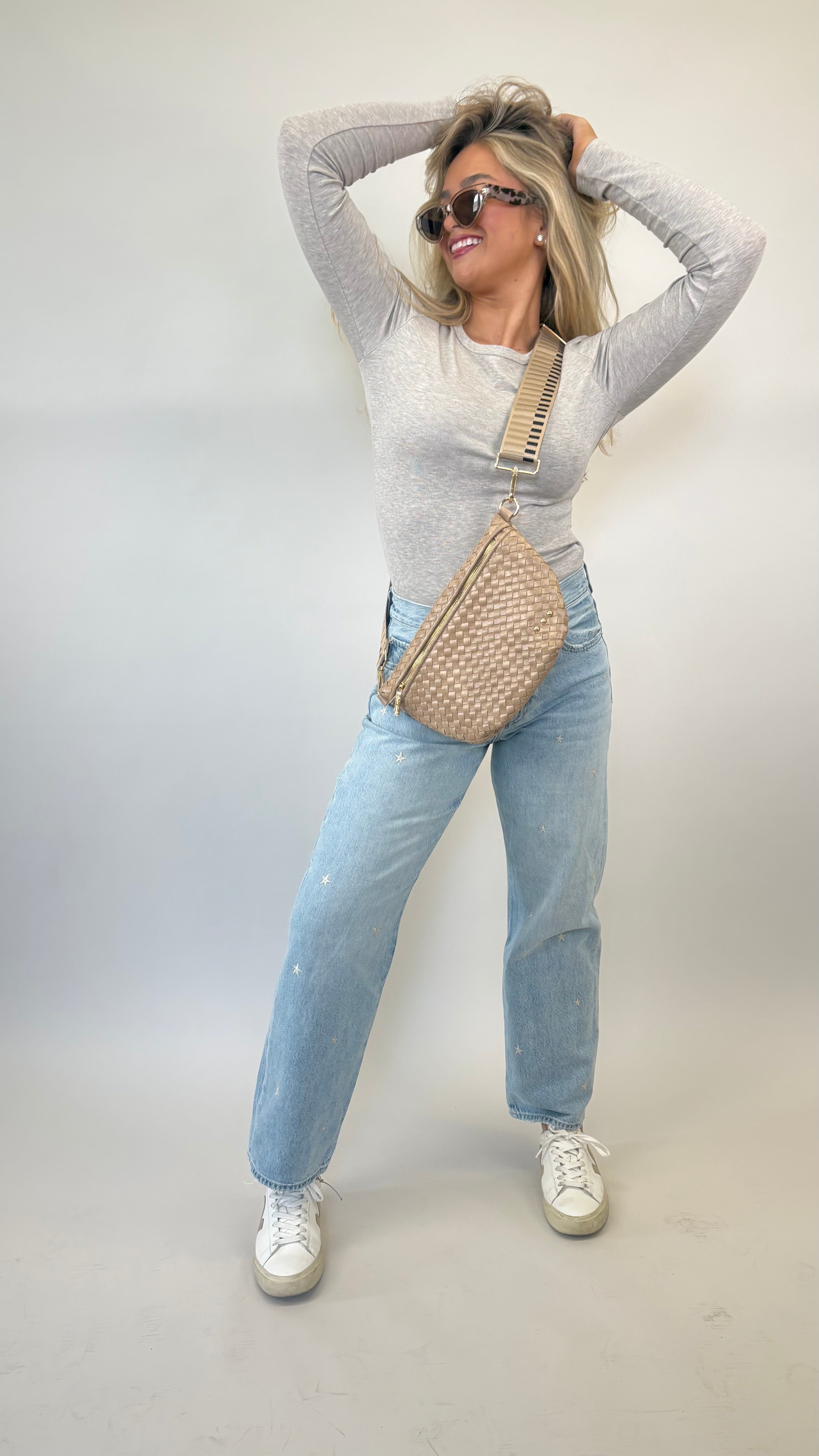 Pistola Lexi denim featuring bowed straight leg, mid rise waist, and star embroidery