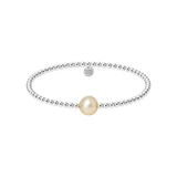 Audrey | Gold Filled Beaded Bracelet with Pearl: Gold Filled / Stretchy 6.5"