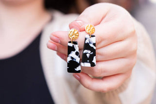 Mia Mini Earrings - Black & White