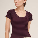 Women’s seamless striped scoop neck top available at Shear Boutique in Olney, Maryland