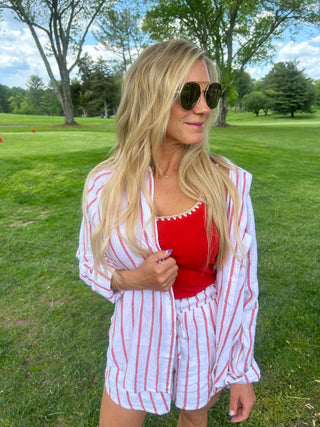 The Perfect Line Top - Cabana Red