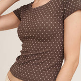 Polka Dot Reversible Cap Sleeve Top – Black