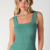 Deep Sea Blue Lace Textured Top