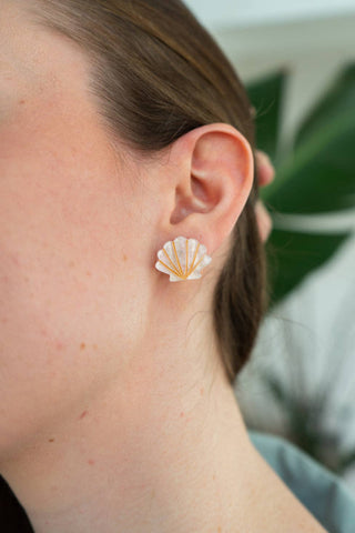 Seashell Studs - Pink Pearl // Earrings, Spring, Summer, Shell