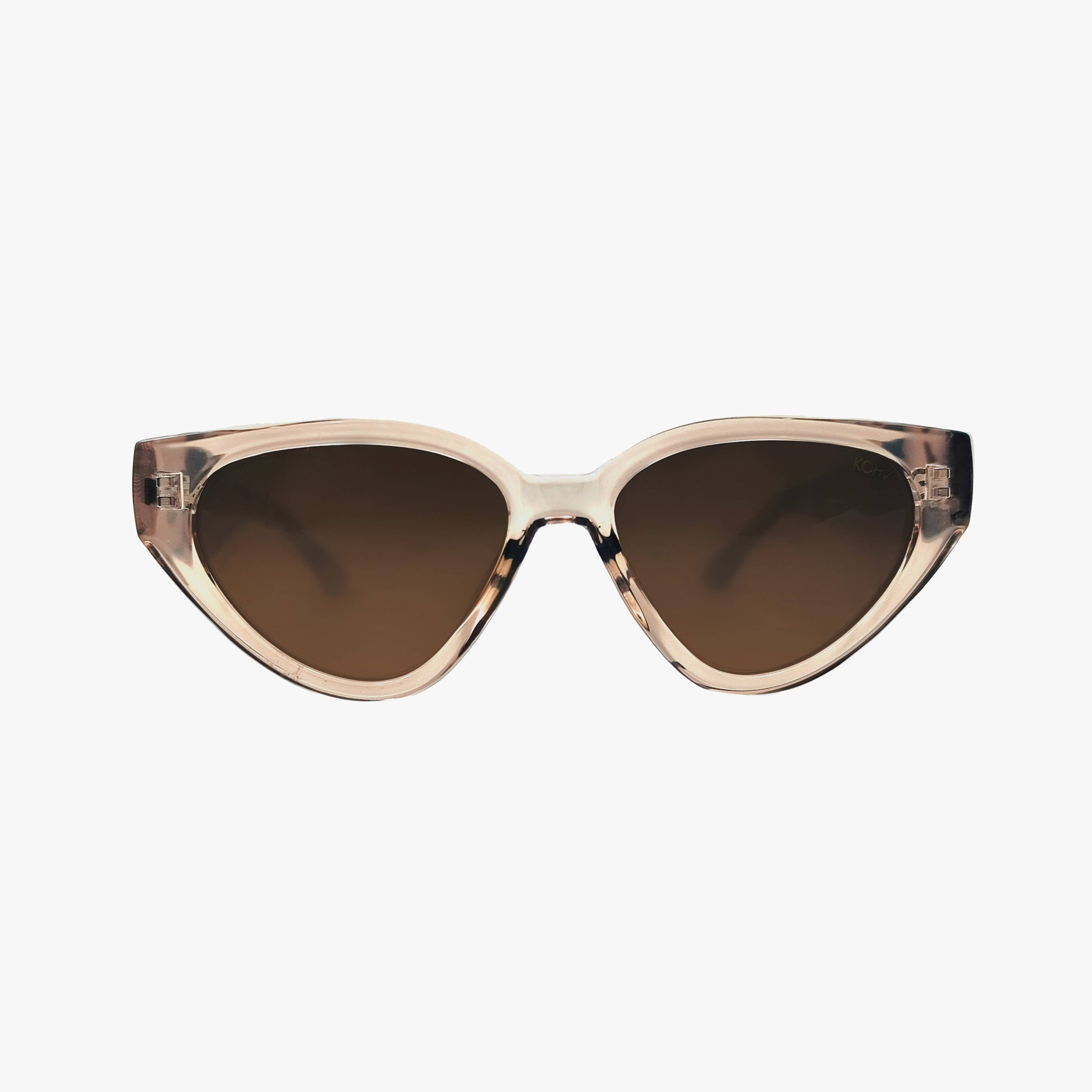 Kohv Eyewear Moxie cat eye sunglasses in spotted tortoise with gloss slit gray lenses