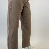 Brown Pistola Kyra ankle denim with high rise waist and relaxed bowed leg