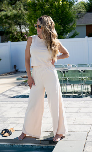 Sloane Jersey Muscle Tank - Panna Cotta