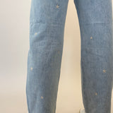 Pistola Lexi bowed straight denim with mid rise fit and embroidered star accents
