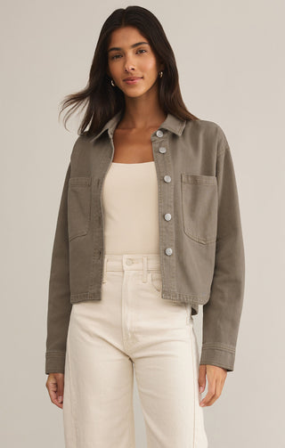 All Day Cropped Denim Jacket -  Pebble Moon