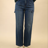 Dear John Holly High Rise Straight Jeans in a medium wash with a clean, classic straight-leg silhouette.