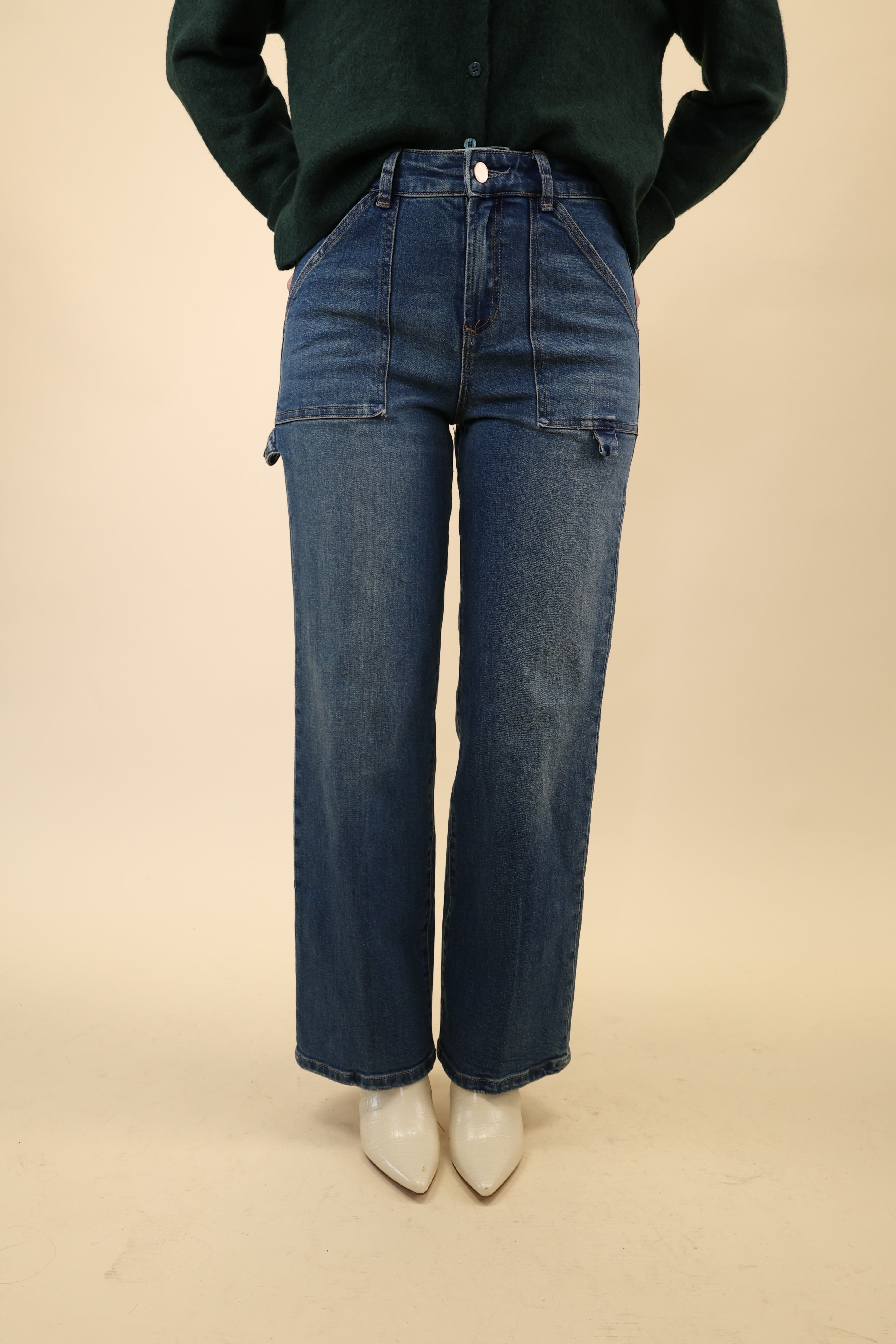 Dear John Holly High Rise Straight Jeans in a medium wash with a clean, classic straight-leg silhouette.