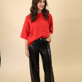 Relaxed-fit red crewneck sweater from Pistola, designed with dropped shoulders and medium-length sleeves.