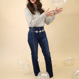 Z Supply Tinseltown pullover crafted from metallic yarn, designed with a lightweight feel and long-sleeve crew neck style.