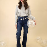 Pistola Evie Slim Boot Penthouse Jeans in dark indigo with a high-rise waist and sleek bootcut opening.