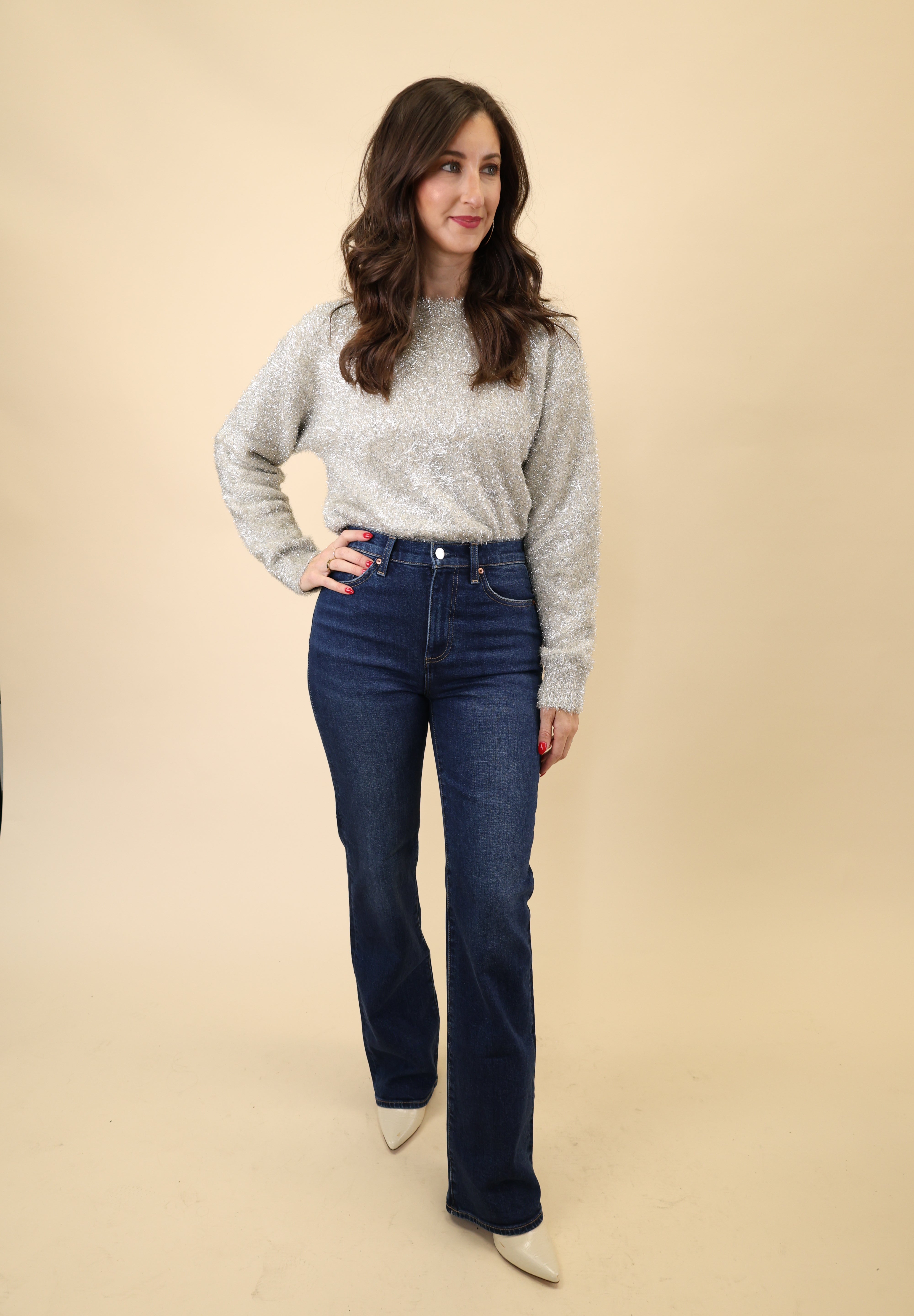 Dark indigo high-rise jeans from Pistola with a slim leg and modern bootcut finish.