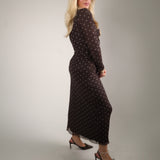 Eda Polka Dot Mesh Midi Skirt