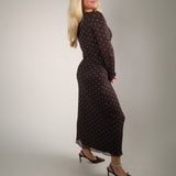 Eda Polka Dot Mesh Midi Skirt