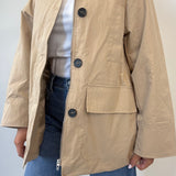 Structured Deluc Montecarlo jacket with faux leather contrast and zip-and-button front