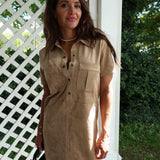 Chic women’s mini dress in luxe suede, perfect with tall boots for fall