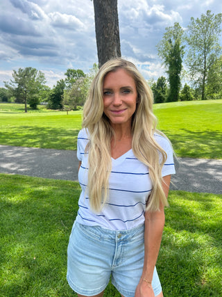Striped Modern V-Neck Tee