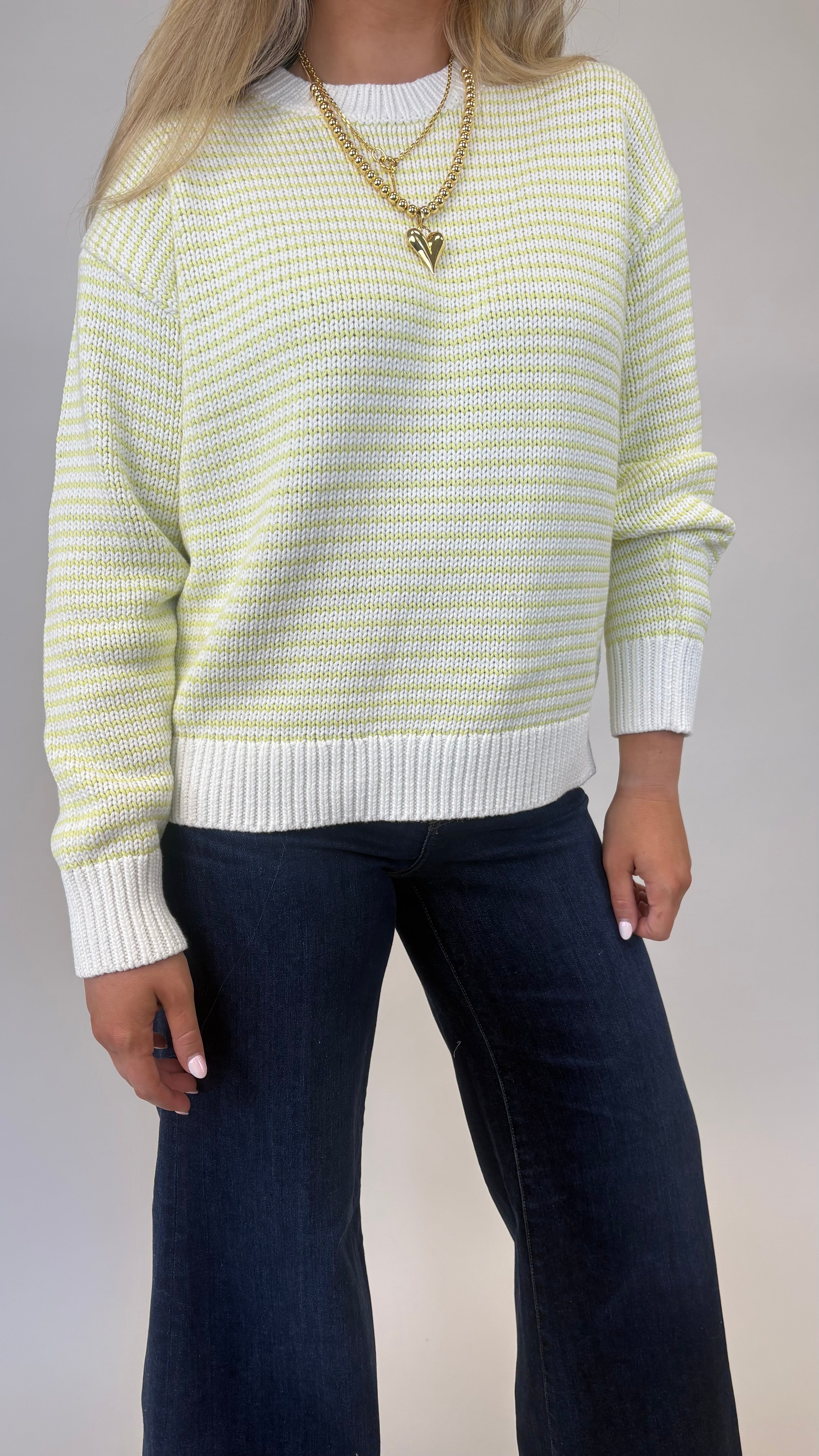 Pistola Aura crew neck sweater with relaxed fit and lime stripe accents