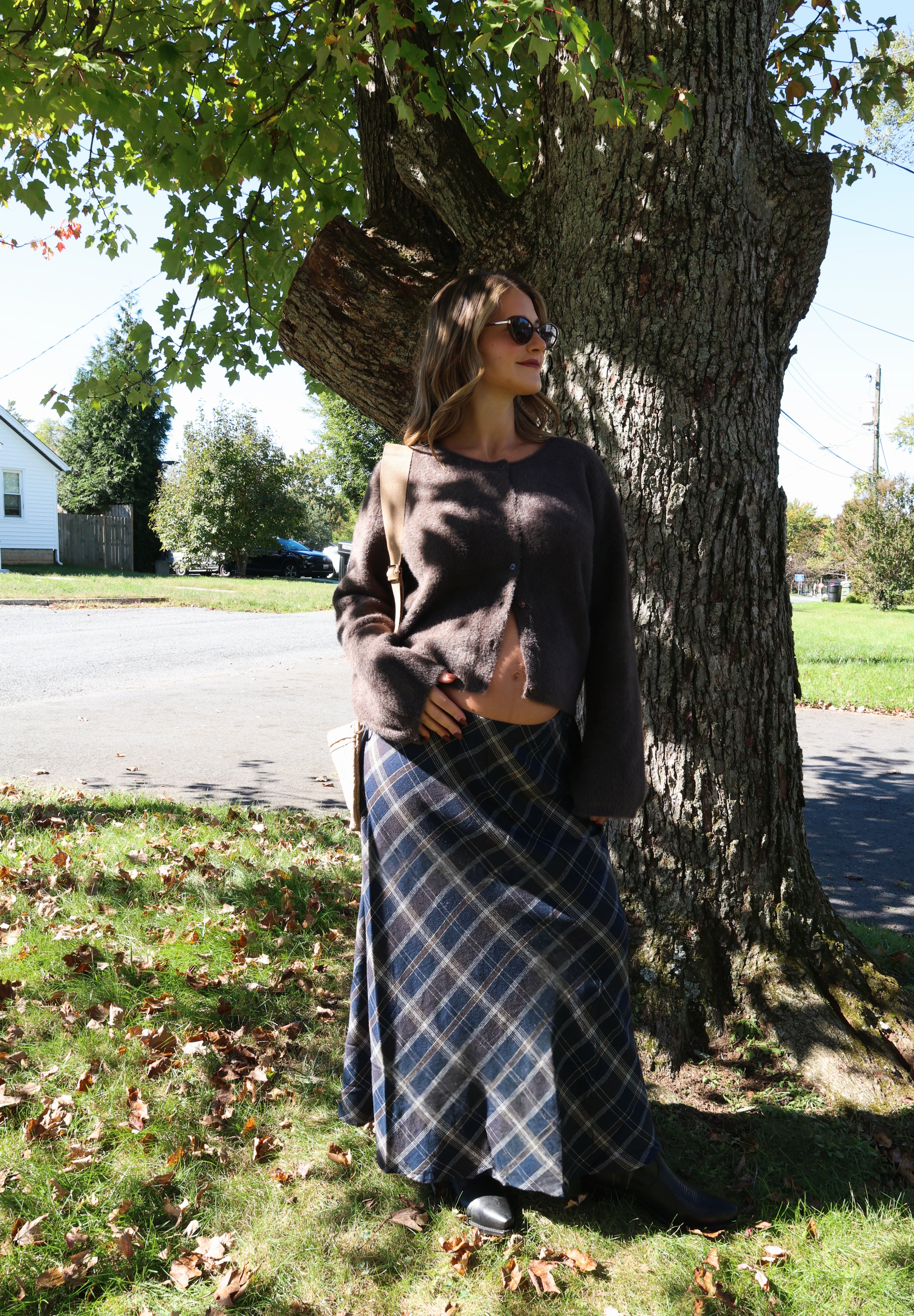 Soft Winterglow cardigan with fluffy knit texture paired with denim for women’s casual fashion