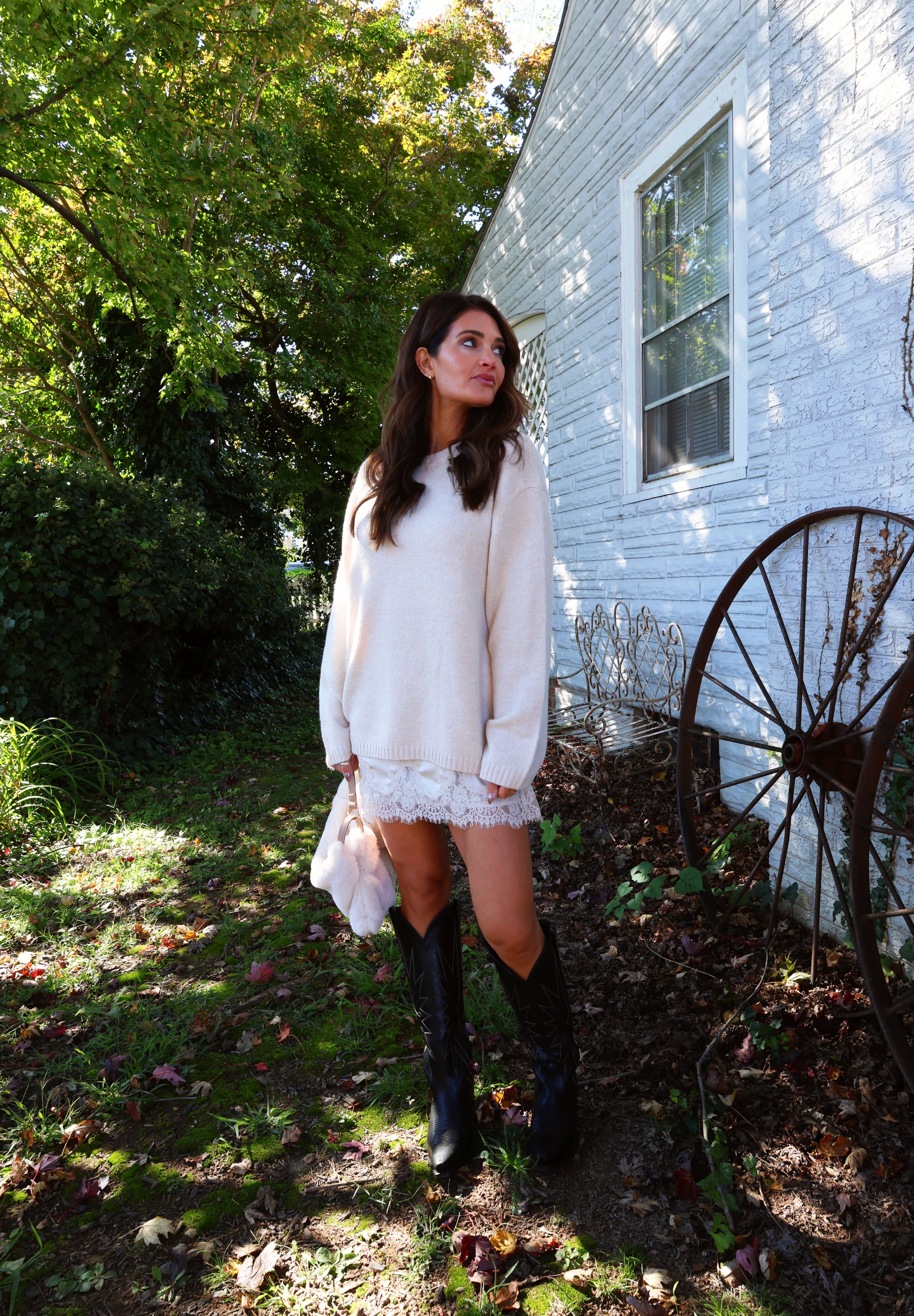 Women’s soft Frosted Pearl sweater with relaxed fit for everyday fall and winter style at Shear Boutique Olney