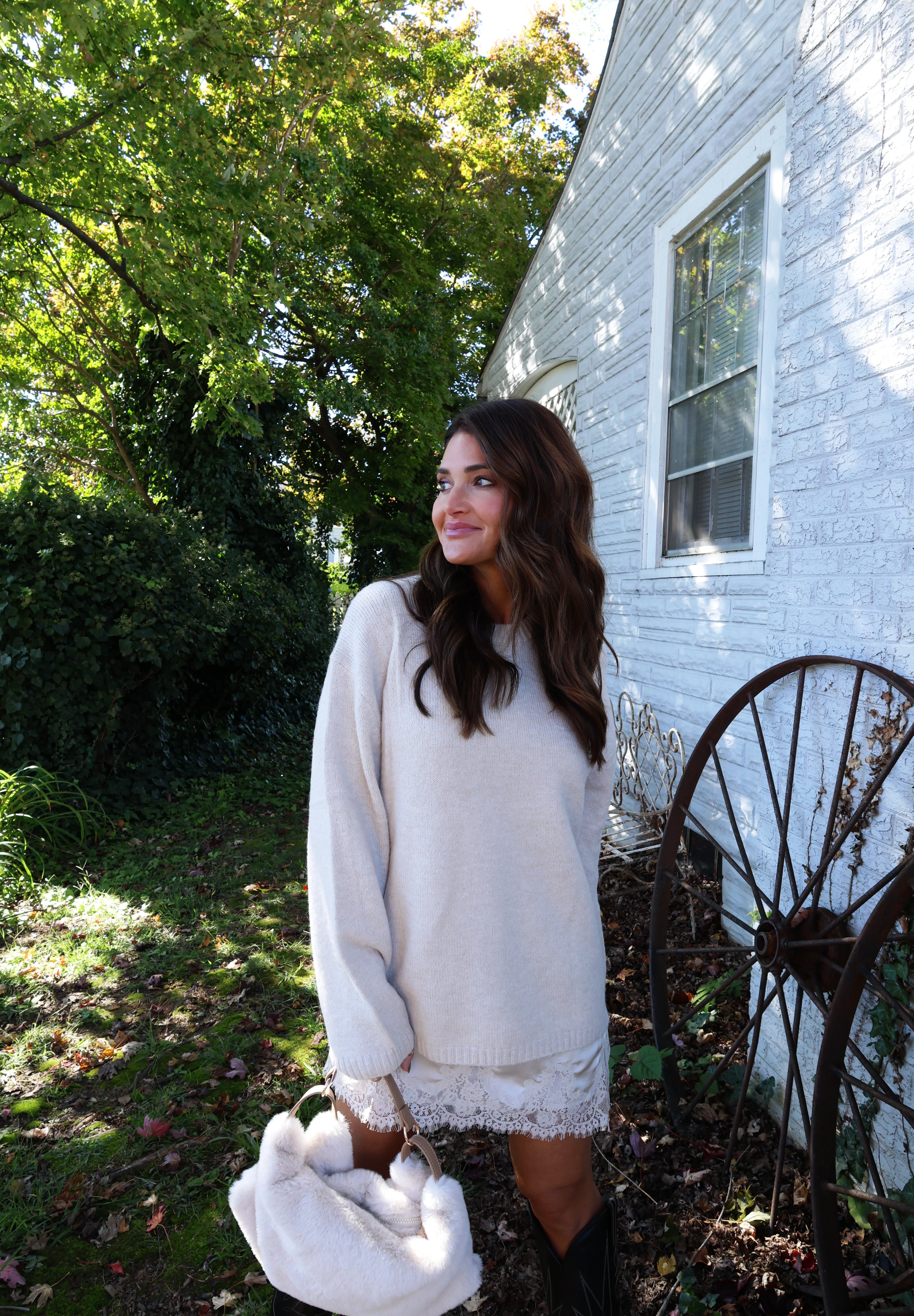 Frosted Pearl women’s sweater paired with denim for an effortless everyday boutique fashion look