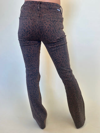 back of dear john jaxtyn brown leopard boot cut jeans from shear boutique