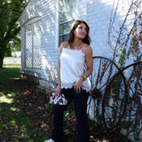 Feminine women’s lace camisole in a soft pearl color for dressy and casual outfits in Olney, Maryland