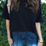 Women’s oversized casual top with delicate lace hem and relaxed fit at Shear Boutique Olney