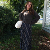 Classic plaid women’s skirt for casual daytime outfits and dressed-up dinner looks at Shear Boutique