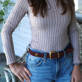 Hattie women’s long sleeve top paired with denim for an effortless everyday boutique look