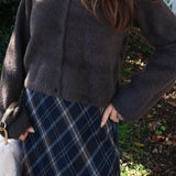 Cozy fluffy knit cardigan for women styled as a fall and winter layering piece at Shear Boutique Olney