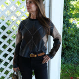 Medina argyle cardigan with soft cozy knit for women at Shear Boutique in Olney, MD