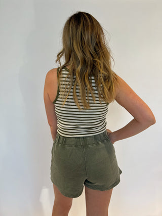 Classic Striped Scoop Tank - Fern