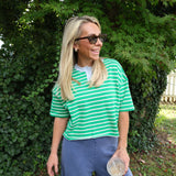 Henley neck stripe top